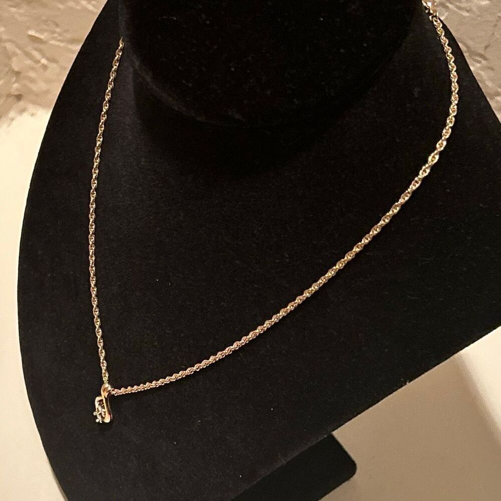 Vintage Nina Ricci Gold Plated Chain Necklace NR Logo Crystal Teardrop Pendant - Picture 6 of 8